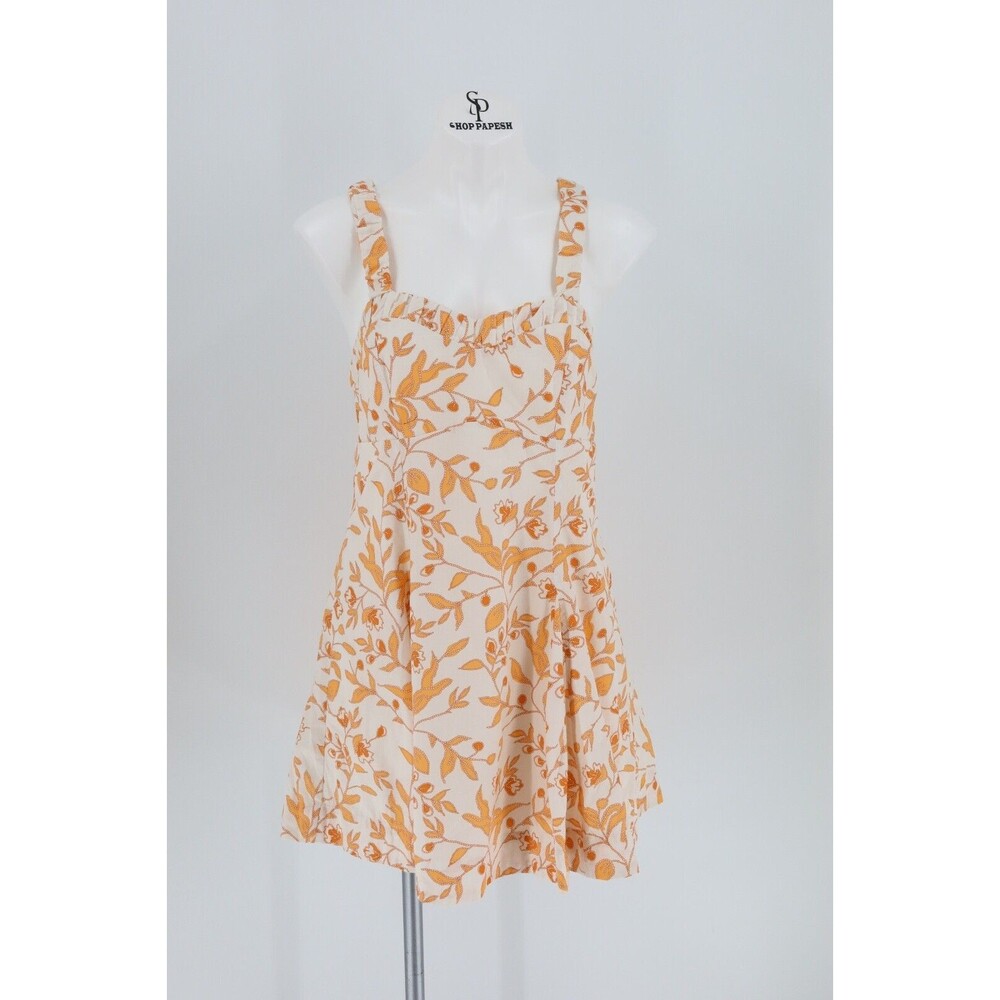 Anthropologie Maeve Women Size Small Orange Floral Mini Cross Back Dress